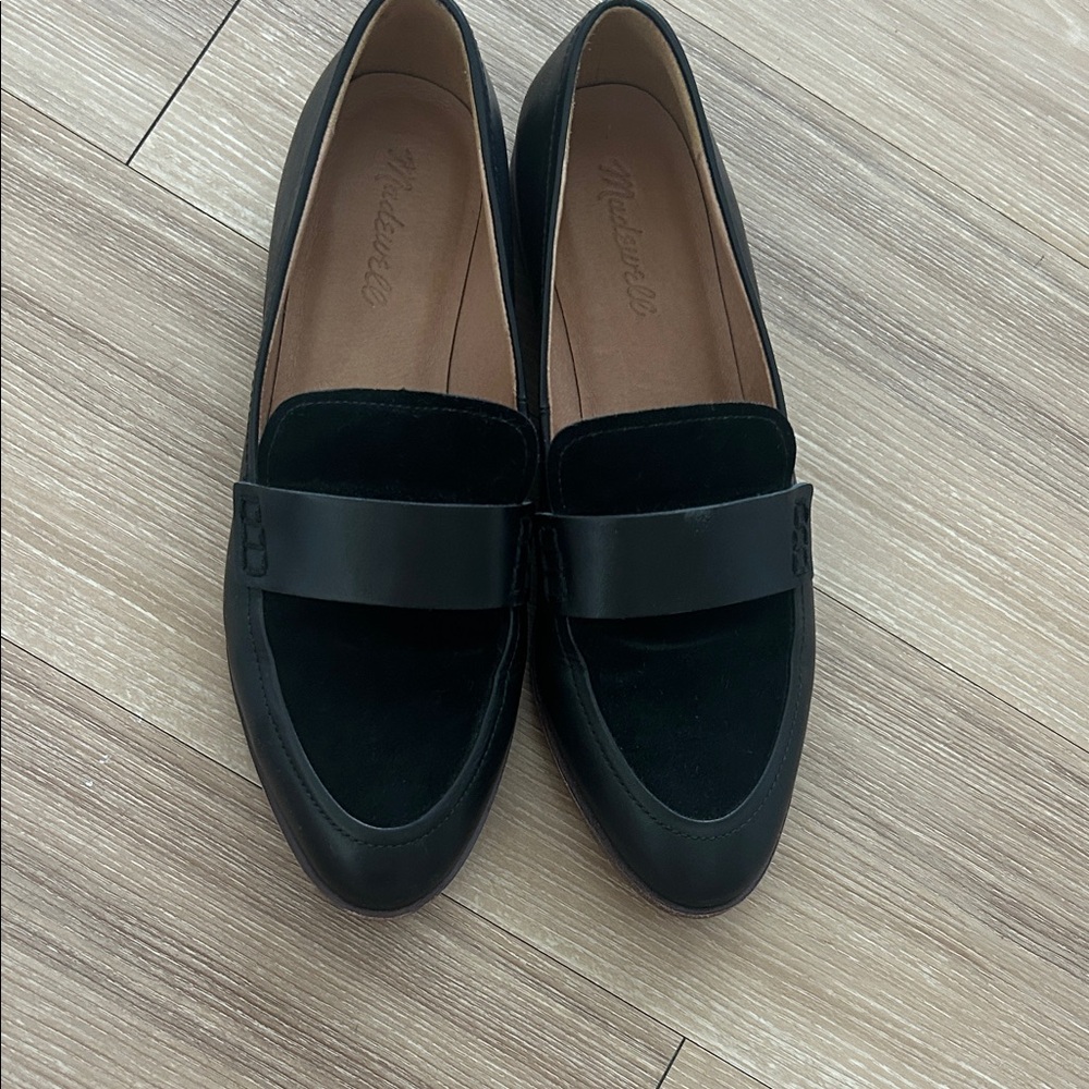Madewell Black Leather & Suede Penny Loafers